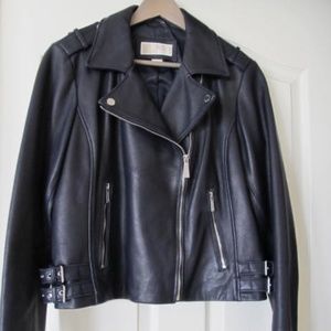 Navy Blue Michael Kors Leather Jacket, New Condition XL